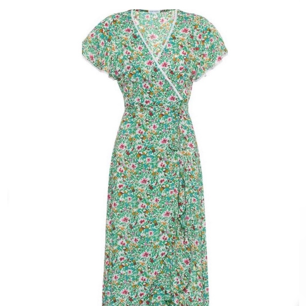 Poupette St. Barth LONG DRESS JOE RUFFLED V PR